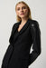 Black Blazer With Faux Leather Sleeves