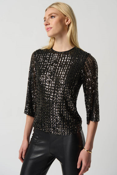 Black and Gold Sequin Boxy Top