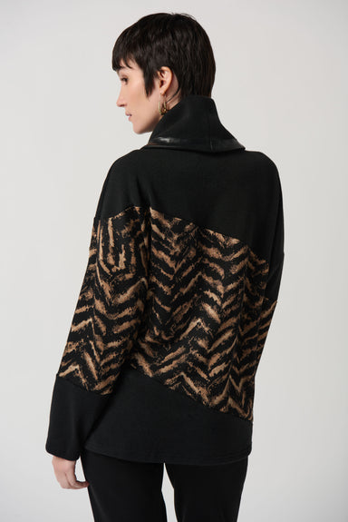 Black & Beige Jacquard Knit Sweater