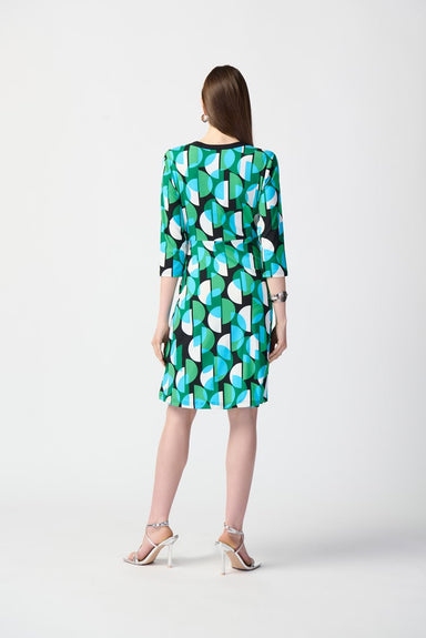 Geometric Print Silky Knit Wrap Dress