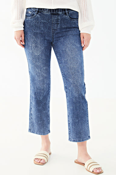 Shell Print Pullon Crop Jeans
