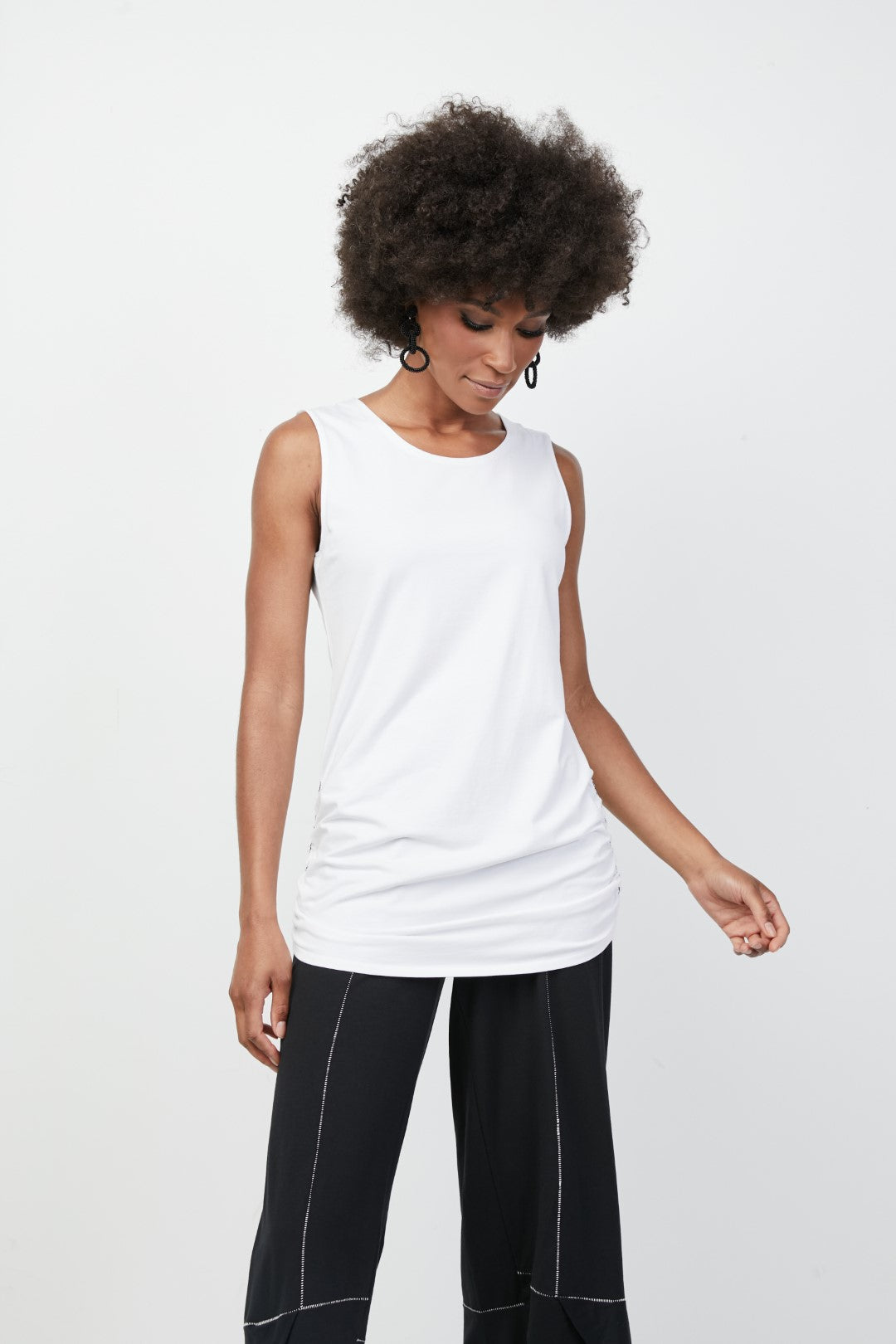 White Ruched Tank Top