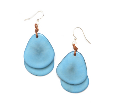 Light Blue Tagua Nut Earrings