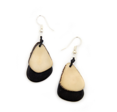 Black & Ivory Tagua Nut Earrings
