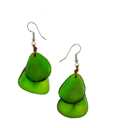 Lime Green Tagua Nut Earrings