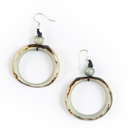 Gray Tagua Nut Round Earrings