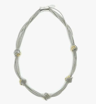 Silver & Gold Piano Wire Knot Necklace