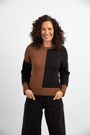 Chocolate & Black Colorblock Sweater