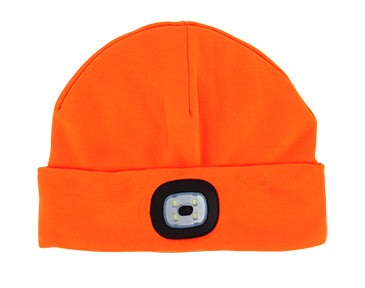 Hunter Orange Beanie With Rechargeable LED Light