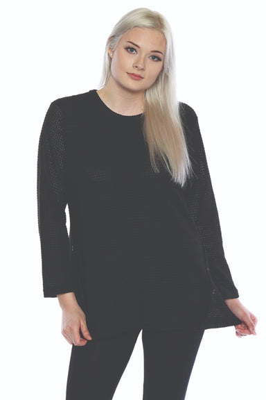 Black Chenille Sweater With Buttons