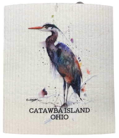 Catawba Island Heron Swedish Dish Cloth