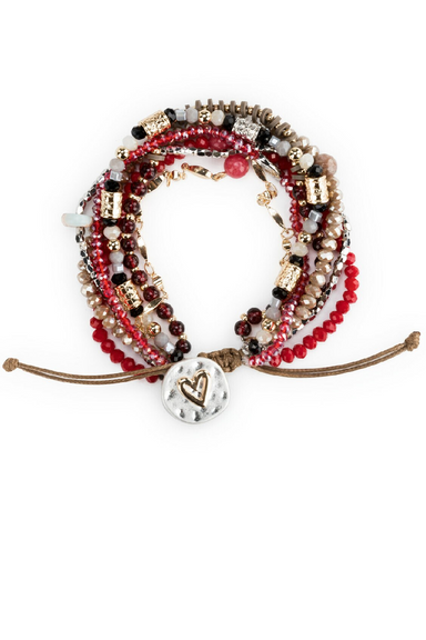 Garnet Beaded Love Bracelet