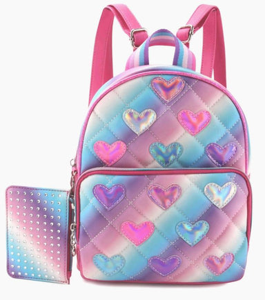 Heart Patched Quilted Mini Backpack