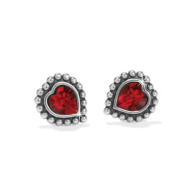 Red Shimmer Heart Mini Post Earrings