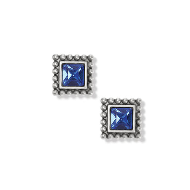Blue Sparkle Square Mini Post Earrings