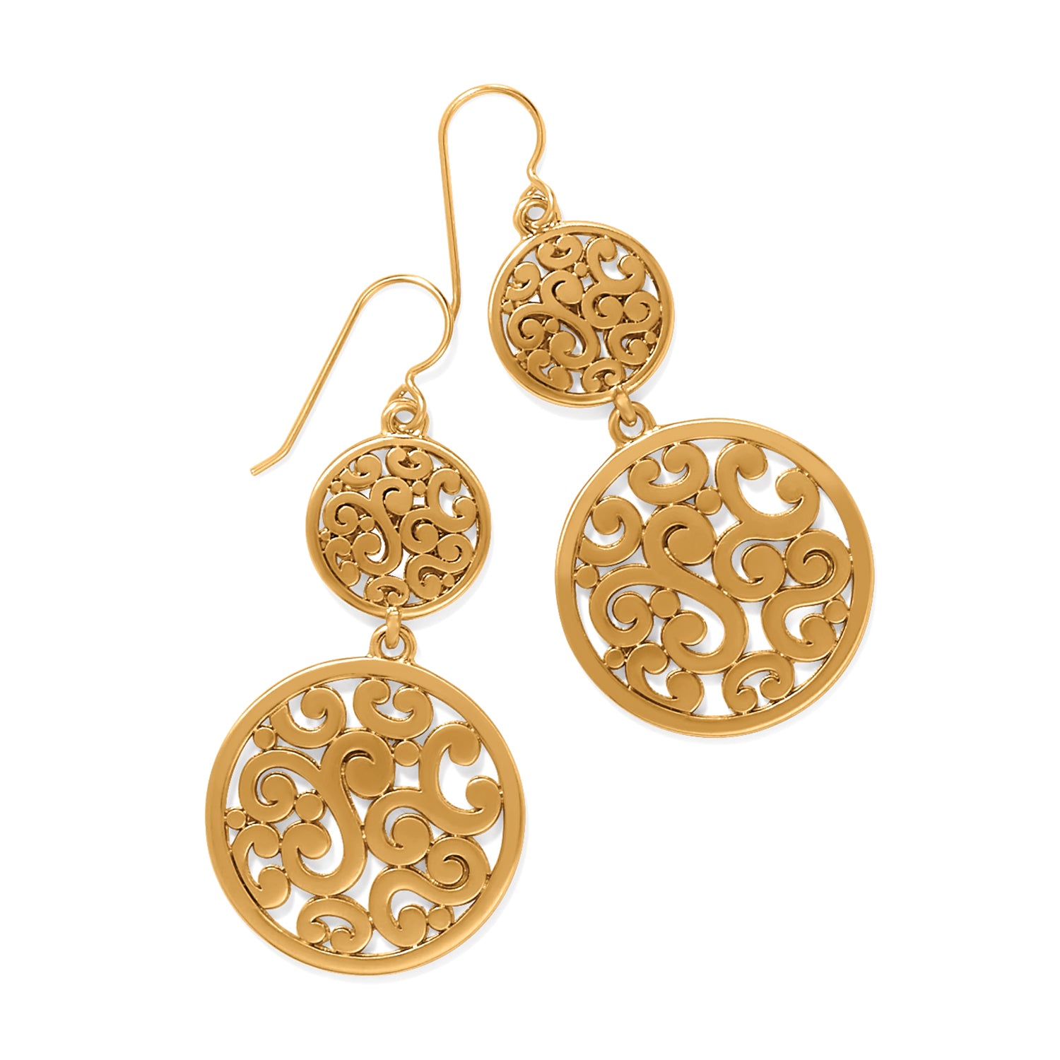 Gold Contempo Medallion Duo French Wire Earrings