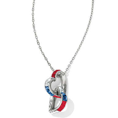Red, White, & Blue Spectrum Hearts Long Necklace