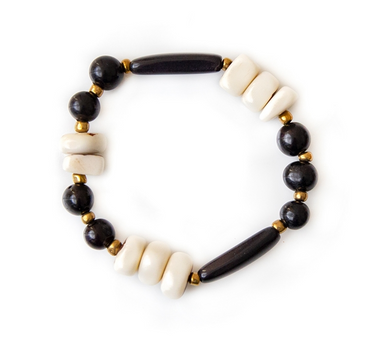Black & Ivory Tagua Stretch Bracelet