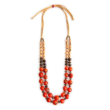 Coral Bombona Seed Long Necklace