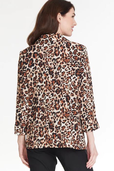 Leopard Print Tucked Cuff Blazer