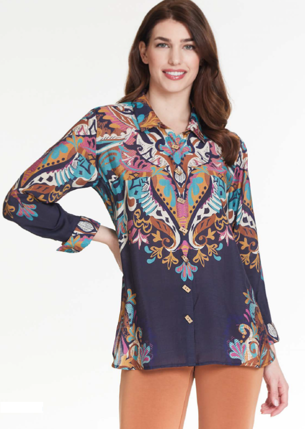 Placement Print Woven Crinkle Shirt