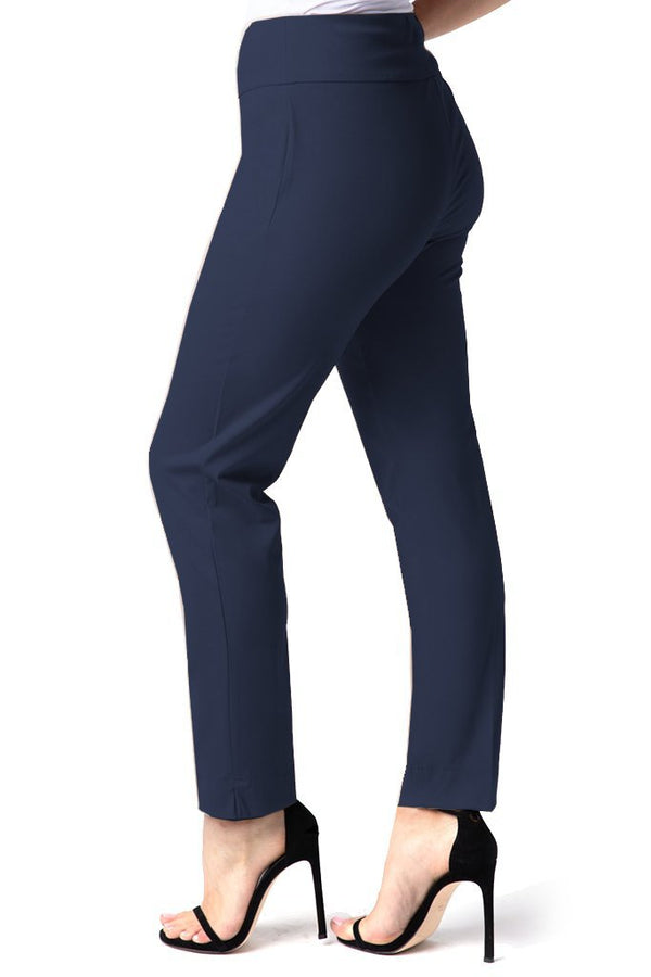 Navy Pull On Knit Ankle Pant