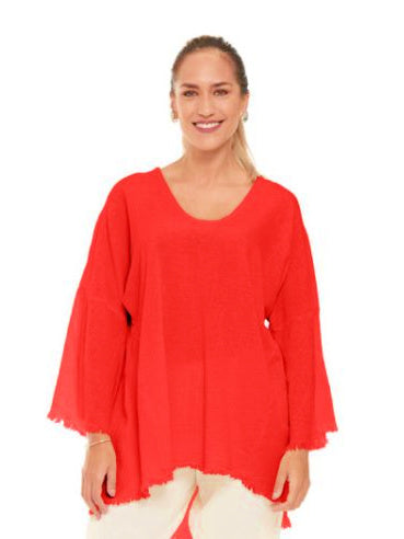 Monarch Crimson Red Fringed Top