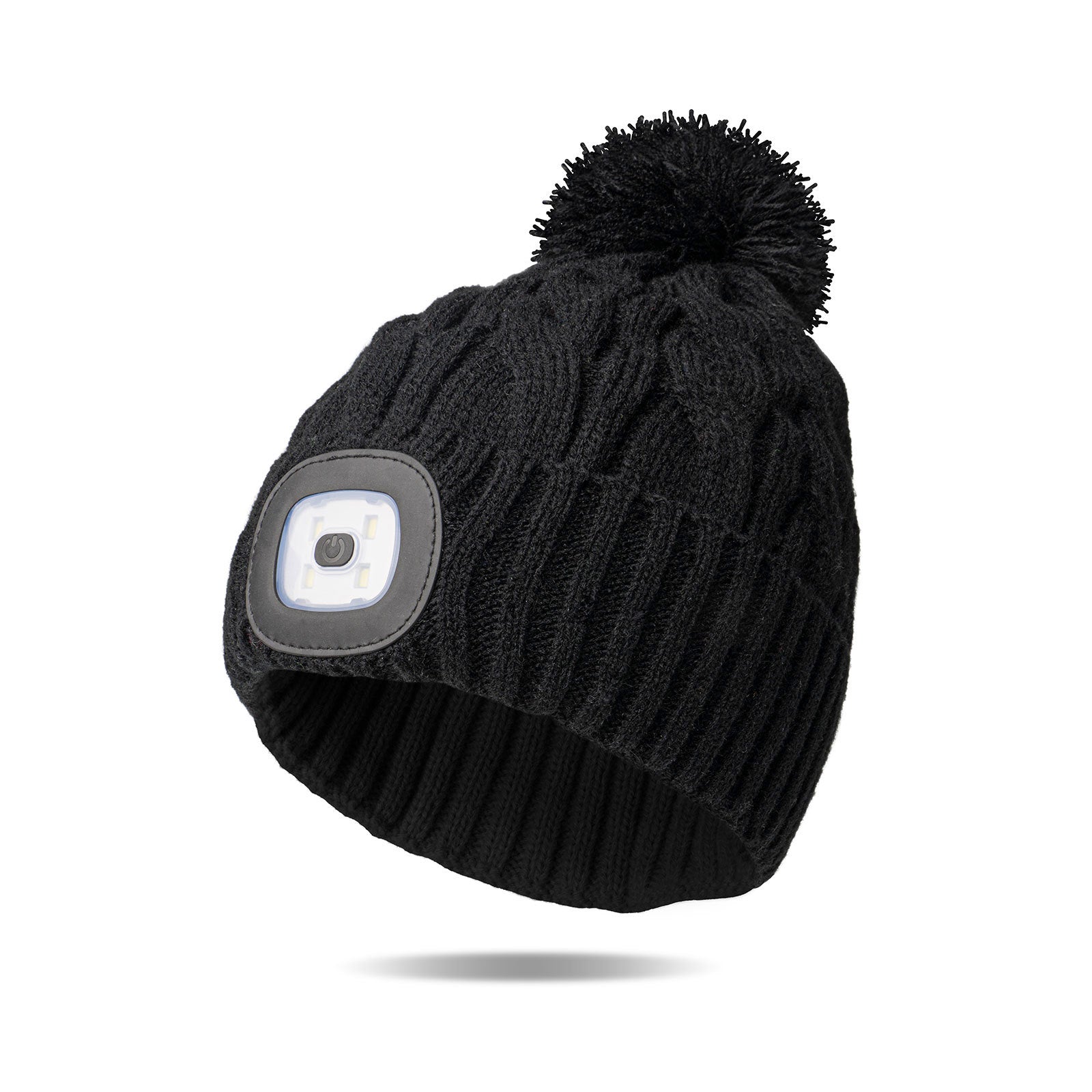 Black Nova Cable Knit LED Hat