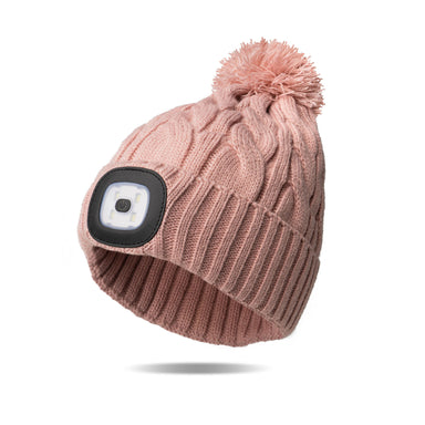 Pink Nova Cable Knit LED Hat