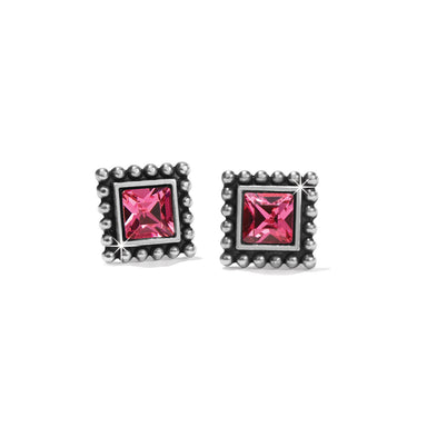 Pink Sparkle Square Mini Post Earrings
