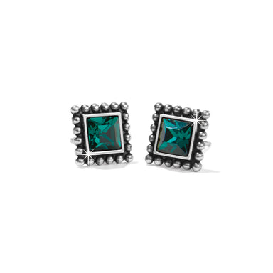 Green Sparkle Square Mini Post Earrings