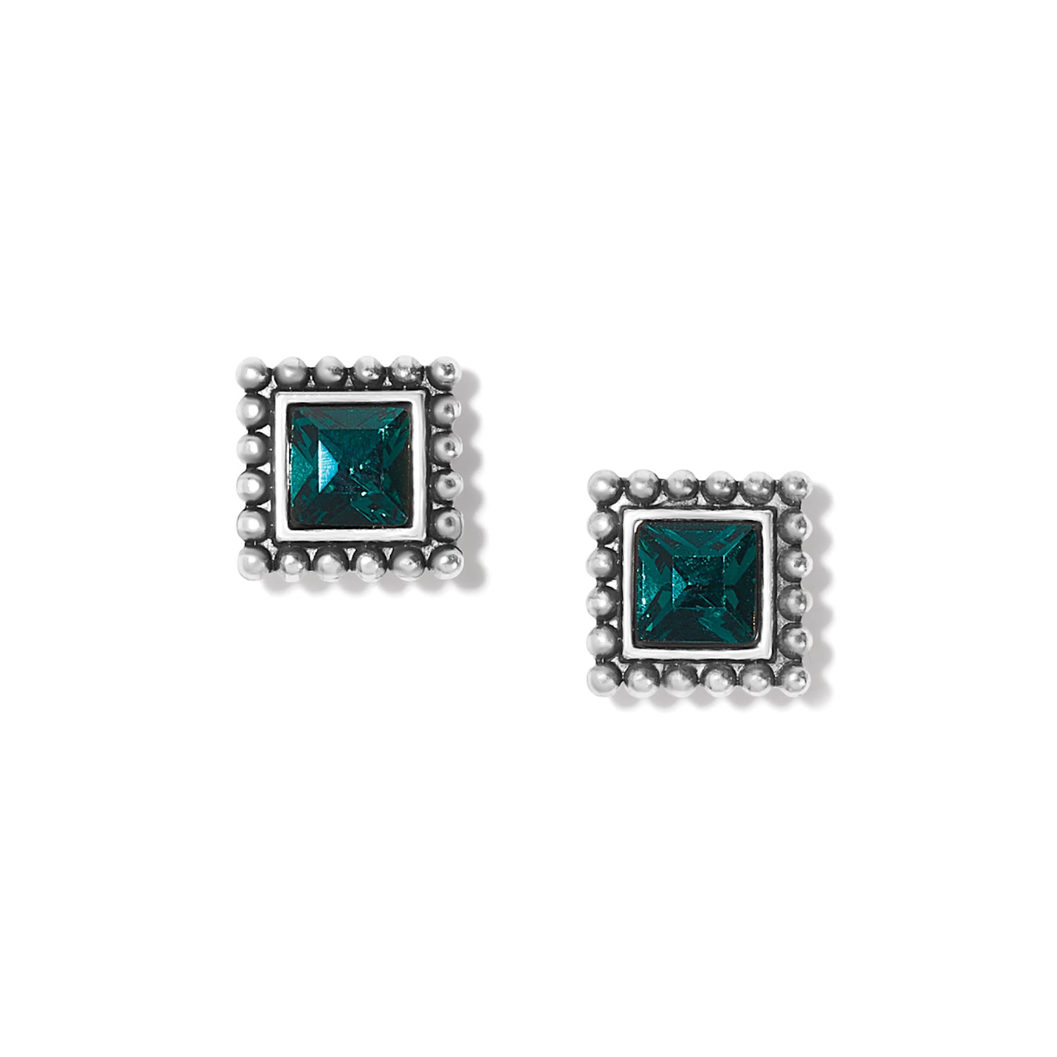 Green Sparkle Square Mini Post Earrings