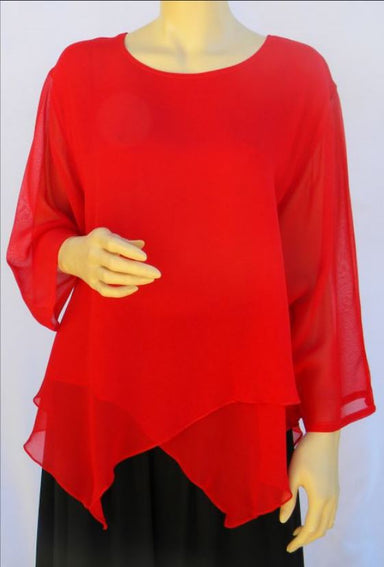 Red Double Layer Georgette Top