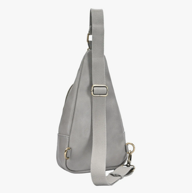 Light Grey Faux Leather Sling Bag