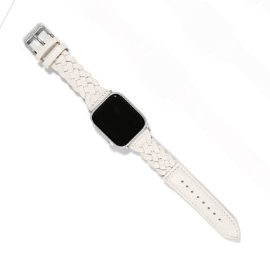 Sutton Braided Leather Watch Band White