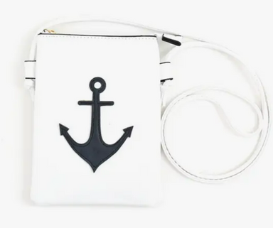 White With Navy Anchor Crossbody