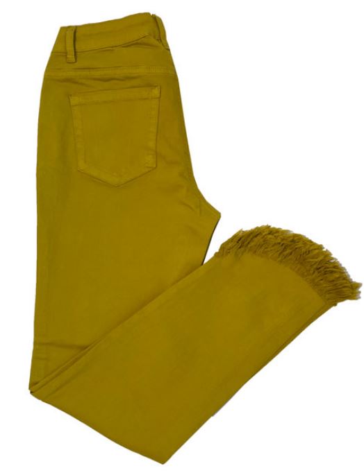 Mustard Frayed Hem Jeans